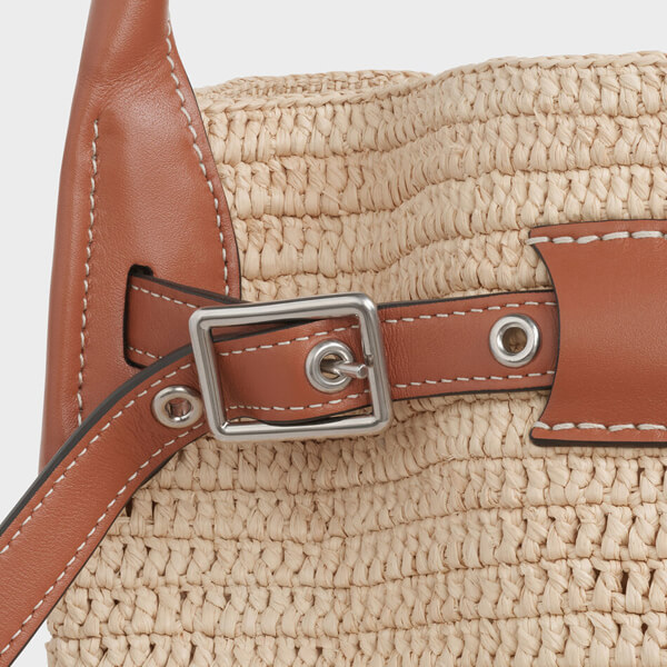 セリーヌ かごバッグ コピー ビッグバッグ ナノ バケット / ラフィア & カーフスキン